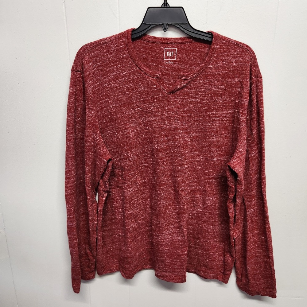 GAP Pullover Sweater Mens XL Red‎ Long Sleeve Marled Knit Casual Crewneck Soft